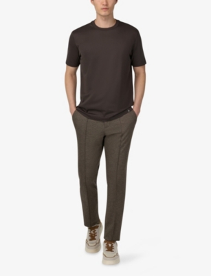 BOGGI MILANO: Piping Straight-Leg Jersey-Blend Trousers