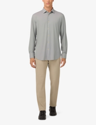 Boggi Mens Navy Blue B Tech Slim-fit Stretch-woven Shirt In Gray