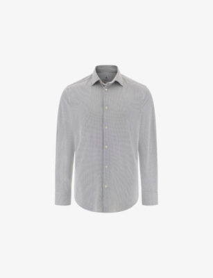 Boggi Mens Navy Blue B Tech Slim-fit Stretch-woven Shirt In Gray
