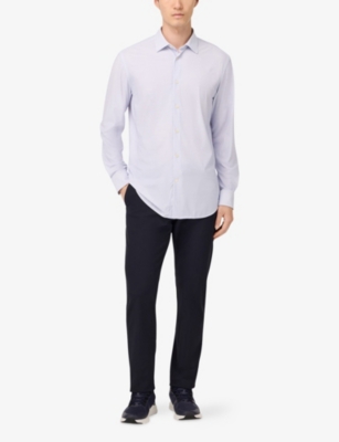 Boggi Mens Light Blue B Tech Slim-fit Stretch-woven Shirt In Blue