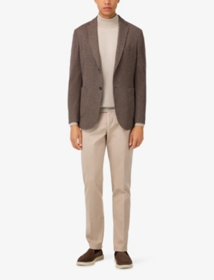 BOGGI MILANO: Micro-Texture Cotton-Wool Blend Jersey Blazer