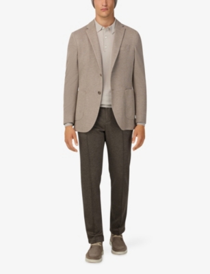 BOGGI MILANO: Micro-Texture Cotton-Wool Blend Jersey Blazer