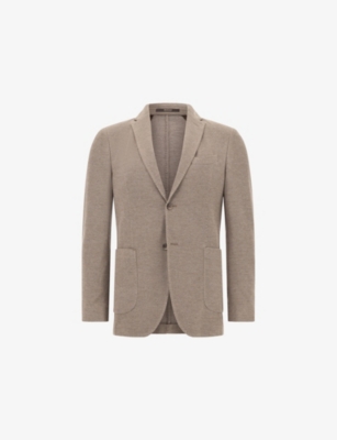 BOGGI MILANO: Micro-Texture Cotton-Wool Blend Jersey Blazer