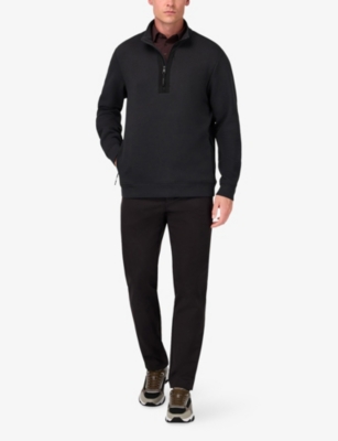 Boggi Mens Black B Tech Half-zip Stretch Cotton-blend Sweatshirt Xl In Gray