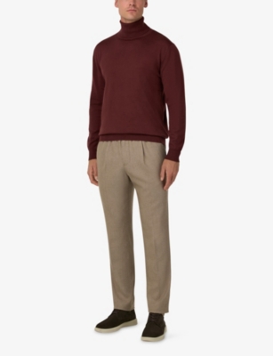 BOGGI MILANO: Elasticated-Waist Tapered-Leg Wool Trousers