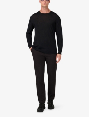 Boggi Mens Black Fine-knit Regular-fit Merino-wool Jumper In Black
