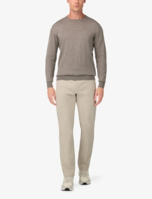 Boggi Mens Taupe Crewneck Regular-fit Merino-wool Jumper In Gray