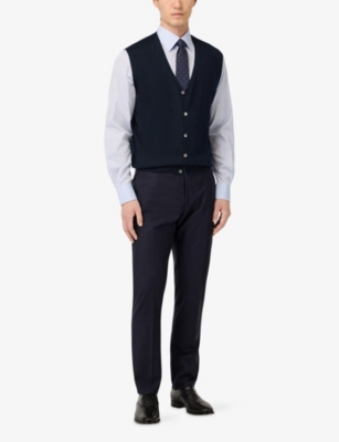 BOGGI MILANO: V-Neck Knitted Merino-Wool Waistcoat