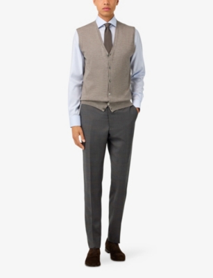 BOGGI MILANO: V-Neck Knitted Merino-Wool Waistcoat
