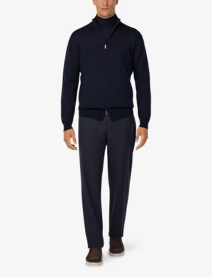 BOGGI MILANO: Mock-Neck Full-Zip Merino-Wool Jumper
