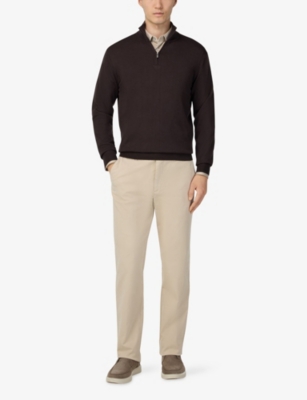 BOGGI MILANO: Mock-Neck Half-Zip Merino-Wool Jumper