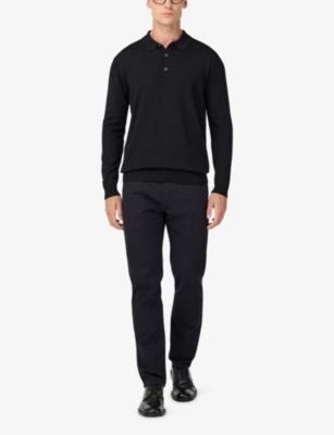 BOGGI MILANO: Long-Sleeve Knitted Merino-Wool Polo Shirt