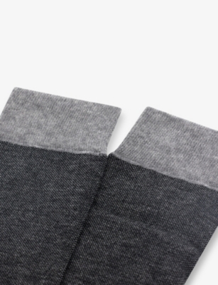 Boggi Milano Ens Grey Oxford Long Cotton-blend Socks In Gray