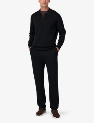 BOGGI MILANO: Polo-Collar Half-Zip Merino-Wool Jumper
