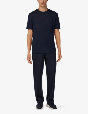 BOGGI MILANO: Drawstring Straight-Leg Stretch Wool-Blend Trousers