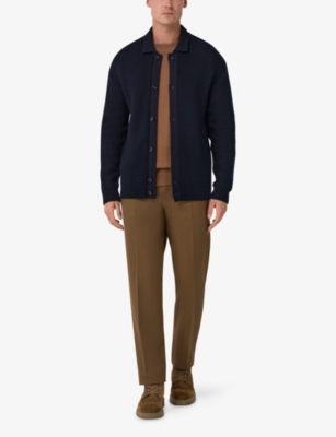 BOGGI MILANO: Ribbed Knitted Merino-Wool Jacket