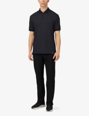 Boggi Mens Black B Tech Half-zip Stretch Modal-blend Piqué Polo Shirt Xl In Black