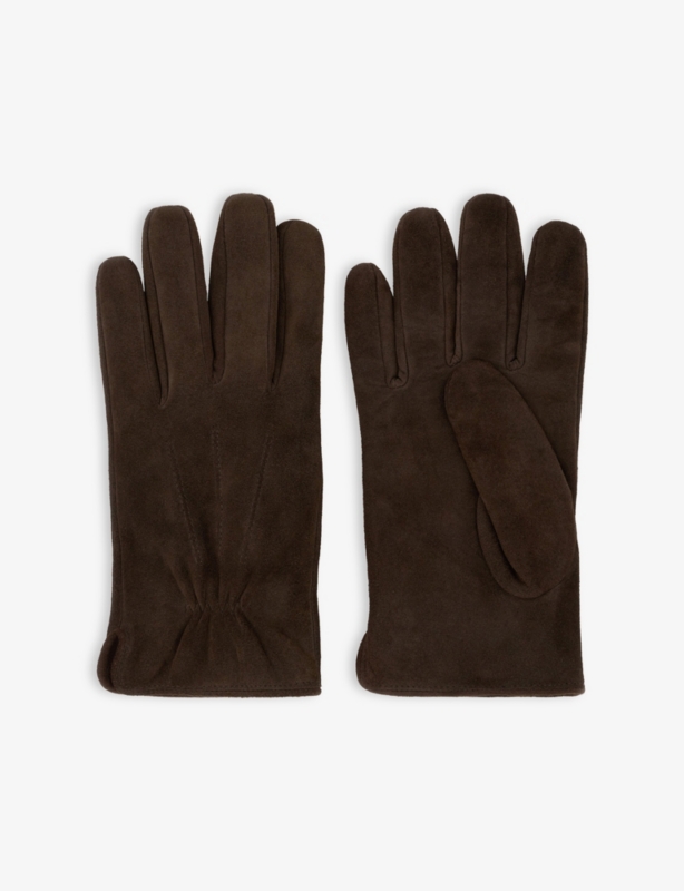 Topstitched Suede Gloves