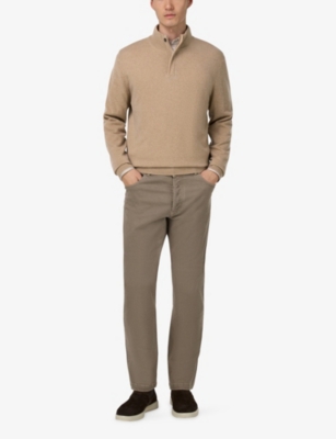 BOGGI MILANO: Half-Zip Wool and Cashmere Jumper