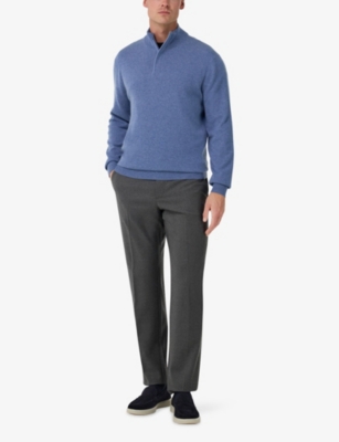 BOGGI MILANO: Half-Zip Wool and Cashmere-Blend Jumper
