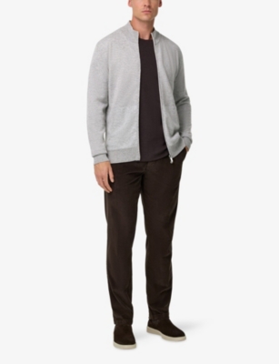 BOGGI MILANO: Mock-Neck Zipped Knitted Cardigan