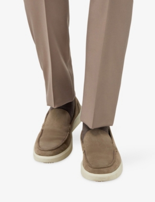 BOGGI MILANO: Stratus Suede Leather Loafers