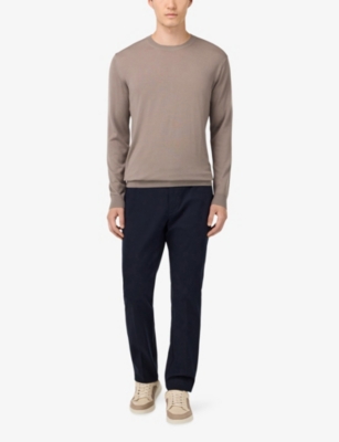 Boggi Mens Navy Blue Garment-dyed Tapered-leg Stretch Cotton-blend Trousers In Black