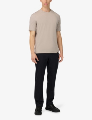 Boggi Mens Black Garment-dyed Tapered-leg Stretch Cotton-blend Trousers In Black