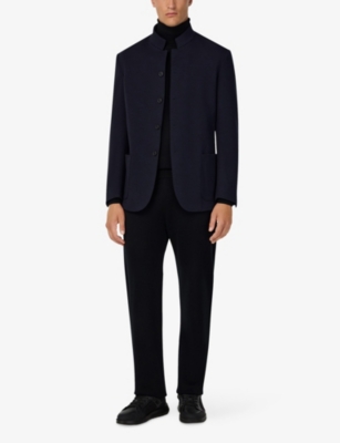 Boggi Milano Ens B Tech Technical Wool Jacket Navy Blue In Blue