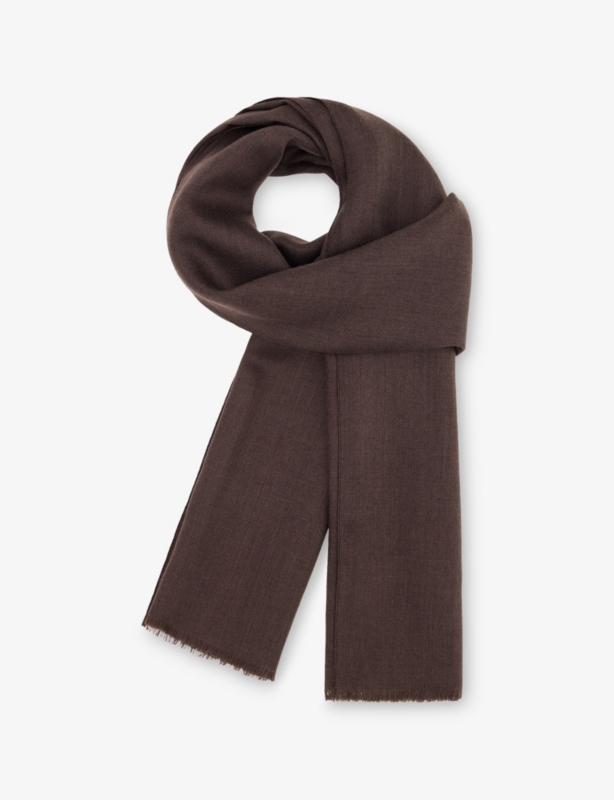 Herringbone Wool And Silk-Blend Scarf