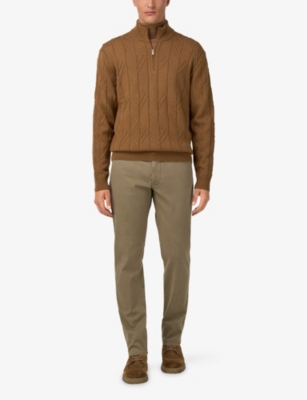 BOGGI MILANO: Half-Zip Knitted Merino-Wool Jumper