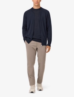 Boggi Mens Navy Blue Fine-knit Regular-fit Merino-wool Bomber Jacket In Blue
