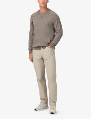 Boggi Mens Taupe Fine-knit Regular-fit Merino-wool Bomber Jacket In Brown