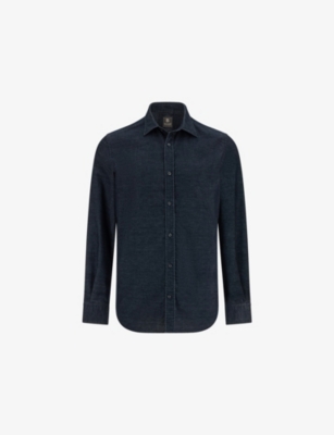 BOGGI MILANO: Long-Sleeved Regular-Fit Velvet Shirt