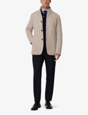 BOGGI MILANO: Closed-Collar Wool-Blend Pea Coat