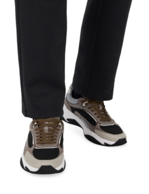 BOGGI MILANO: Storm Leather and Woven Low-Top Trainers