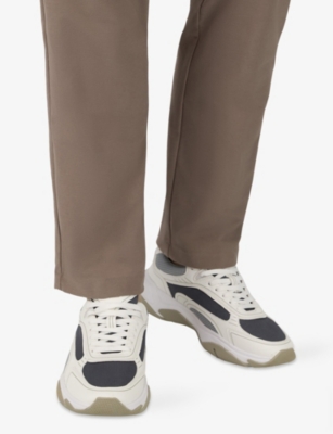 BOGGI MILANO: Storm Leather and Woven Low-Top Trainers