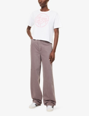The Bbc Mens White Top Of The Pops Crop Cotton-jersey T-shirt In White