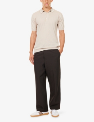 John Smedley Mens Almond Roth Regular-fit Cotton-piqué Polo Shirt Xl In Neutral