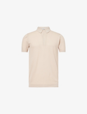 John Smedley Mens Almond Roth Regular-fit Cotton-piqué Polo Shirt Xl In Neutral