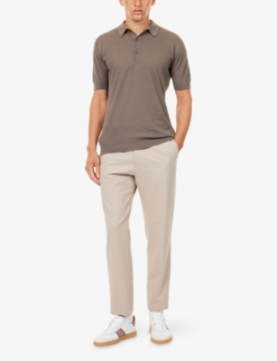 John Smedley Mens Beige Musk Roth Regular-fit Cotton-piqué Polo Shirt In Brown