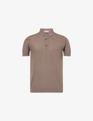 John Smedley Mens Beige Musk Roth Regular-fit Cotton-piqué Polo Shirt In Brown