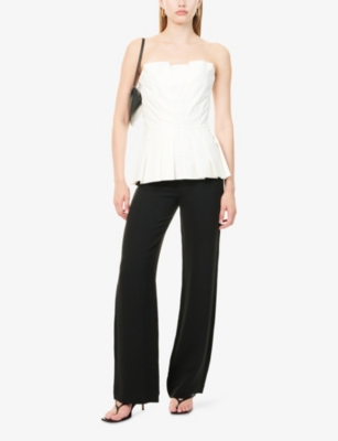 REFORMATION: Ashlyn Pleated Stretch-Cotton Top