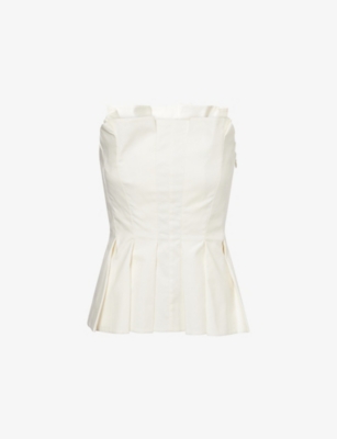 REFORMATION: Ashlyn Pleated Stretch-Cotton Top