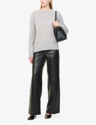 Reformation Womens Granite Relaxed-fit Round-neck Cashmere Jumper Xl In Gray