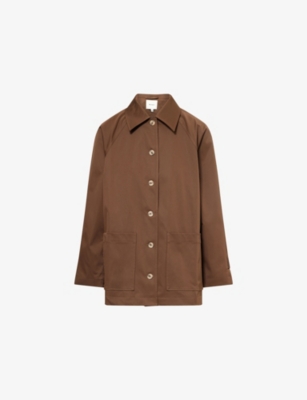 Reformation Womens Brown Fisher Oversized Woven Trench Coat In Brown