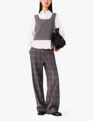 MAJE: Shirt-Underlayer Ribbed Stretch-Knit Top