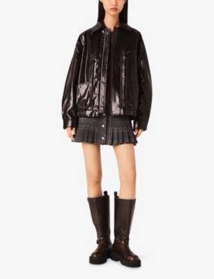 MAJE: Cracked Relaxed-Fit Faux-Leather Jacket