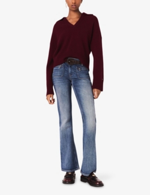 MAJE: Open-Collar Stretch Wool And Cashmere-Blend Jumper