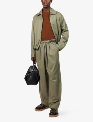 LOEWE: Belted Wide-Leg Cotton Trousers